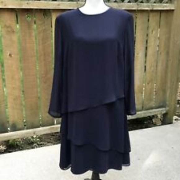 Jones New York Dress Deep Plus Chiffon Tiered Dres - Picture 1 of 7